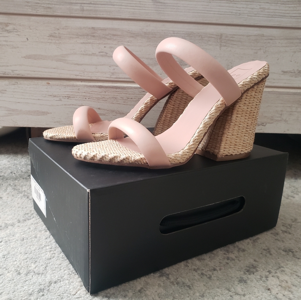 Nude Heel Rattan Sandal
